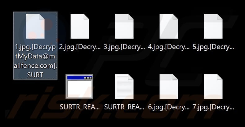 Files encrypted by Surtr ransomware (.SURT extension)