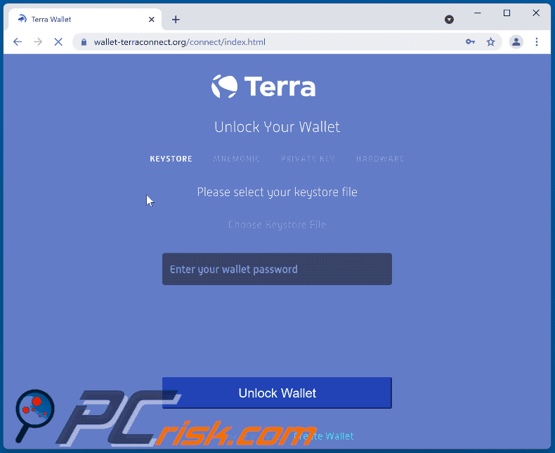 Appearance of Terra Wallet scam (GIF)