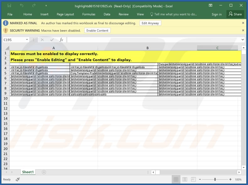 Malicious attachment distributed through TurboTax email