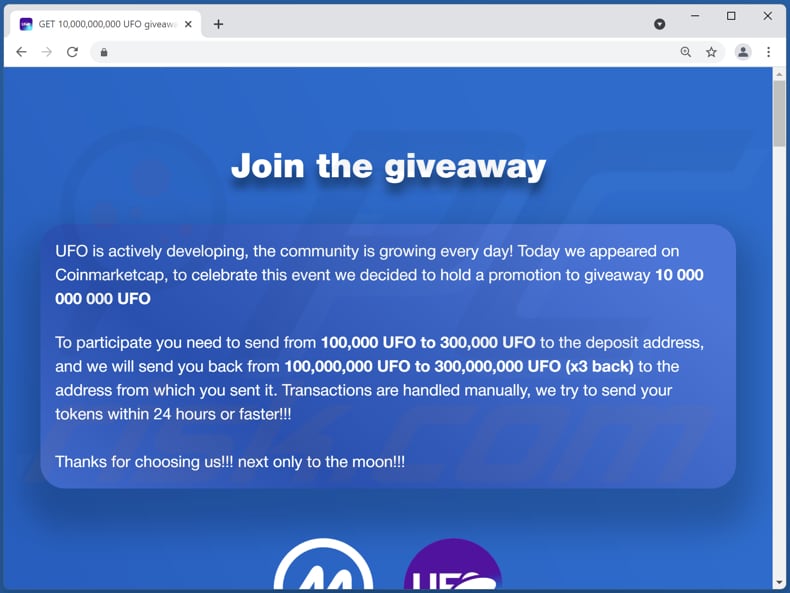 UFO giveaway scam scam