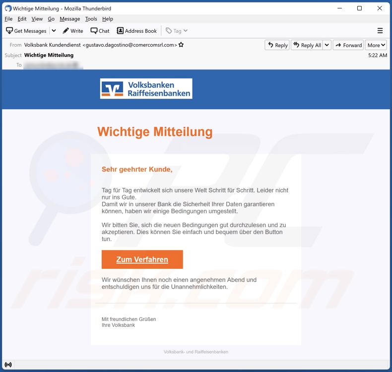 Volksbank email spam campaign