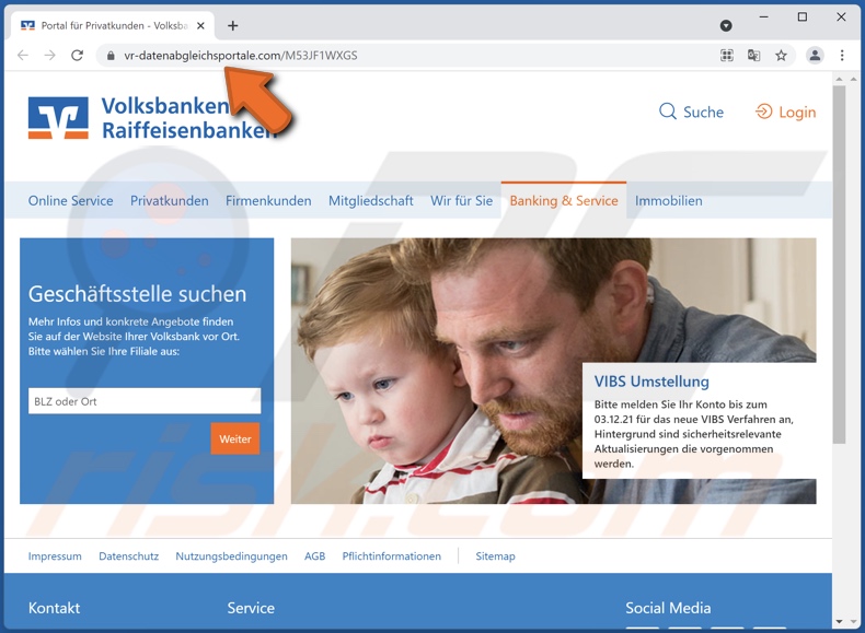 Volksbank scam email promoted fake banking website