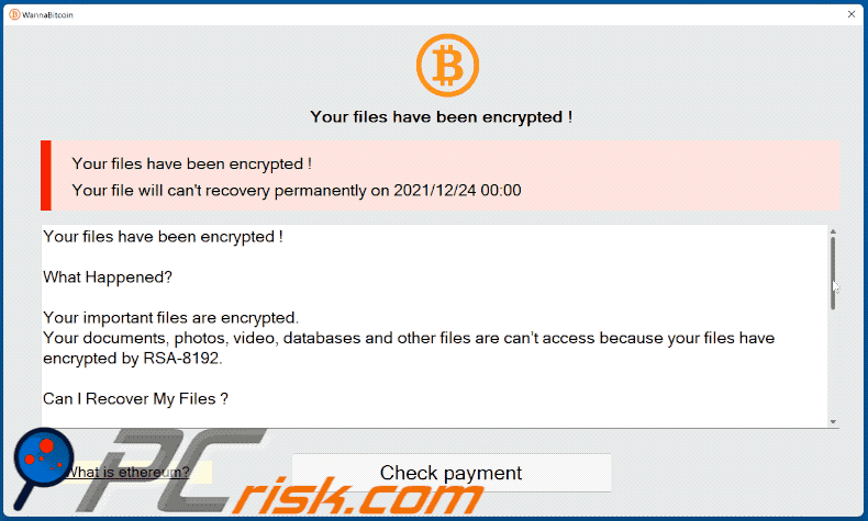 WannaBitcoin ransomware pop-up gif