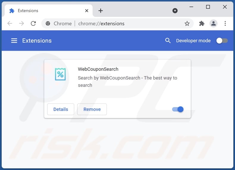 Removing webcouponsearch.com related Google Chrome extensions