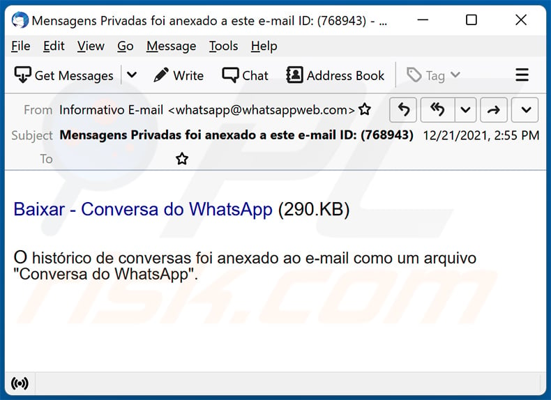 WhatsApp-themed spam email