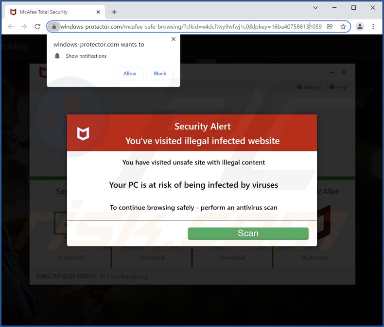 windows-protector[.]com pop-up redirects