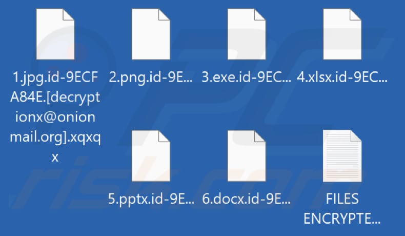 Files encrypted by Xqxqx ransomware (.xqxqx extension)