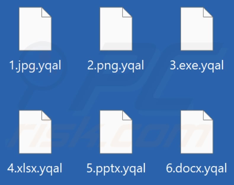 Files encrypted by Yqal ransomware (.yqal extension)