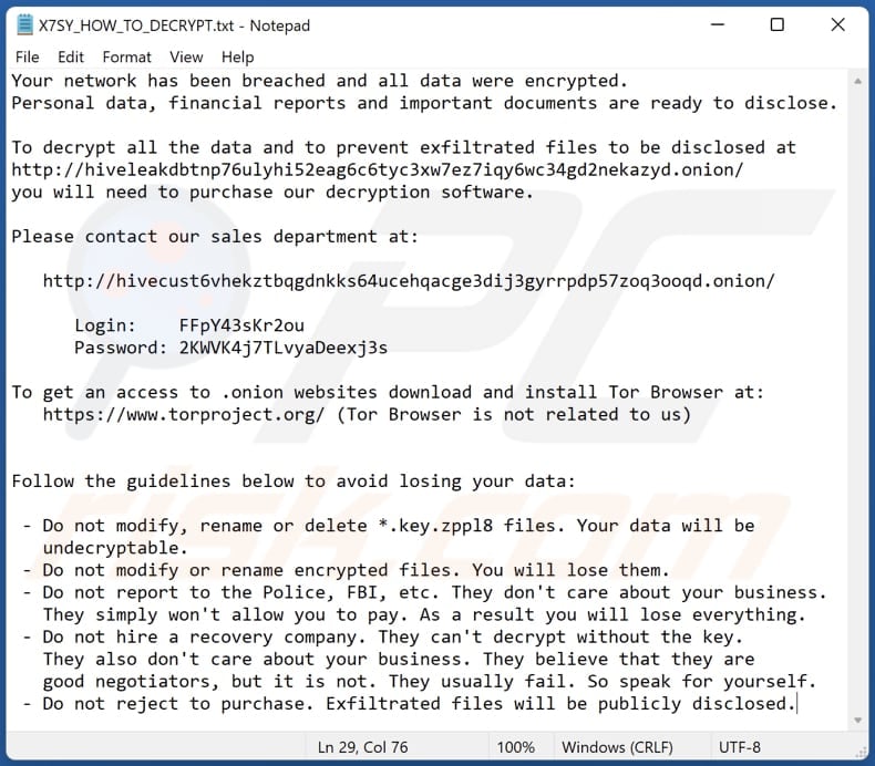 Zppl8 ransomware text file (X7SY_HOW_TO_DECRYPT.txt)