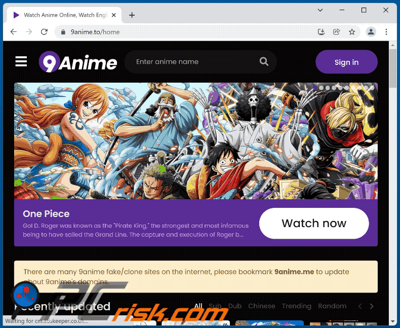 9anime[.]to website appearance (GIF)
