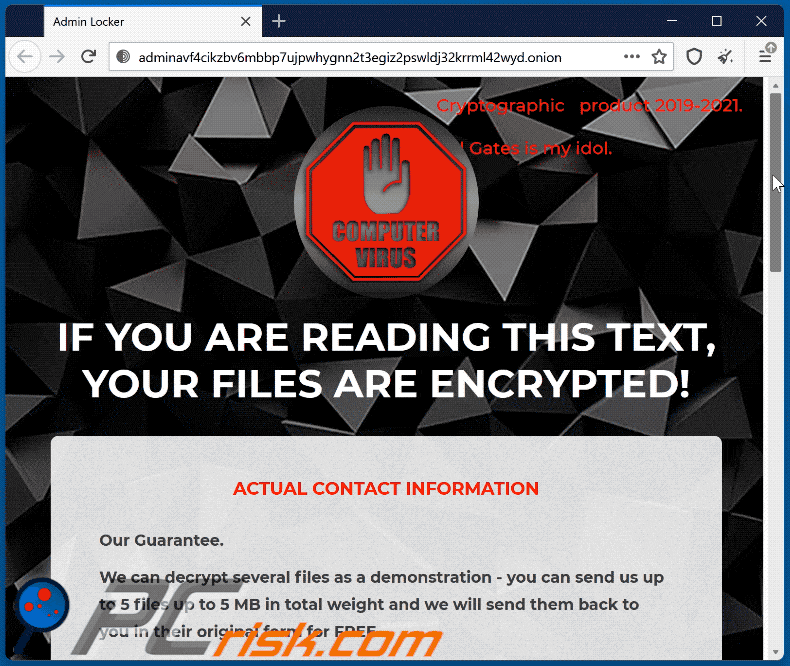 admin locker ransomware tor website ransom note gif