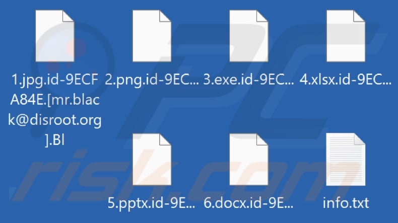 Files encrypted by Bl ransomware (.Bl extension)