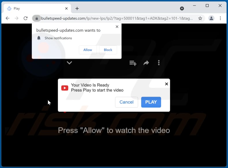 bulletspeed-updates[.]com pop-up redirects