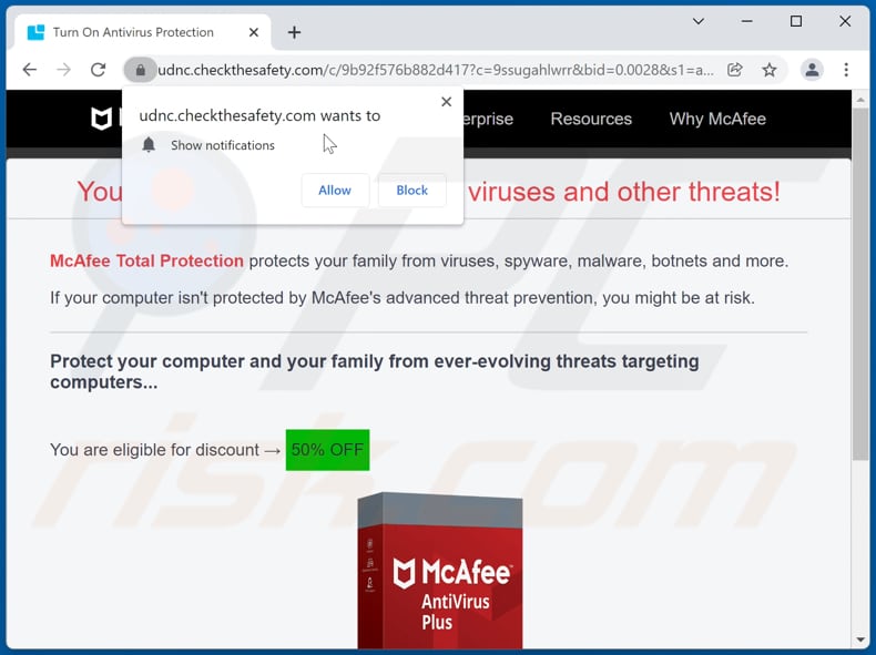 checkthesafety[.]com pop-up redirects