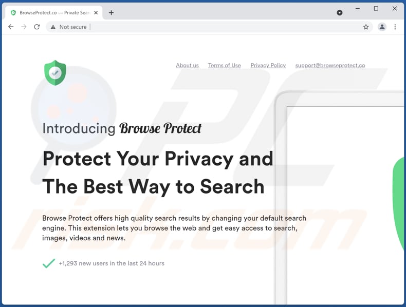 Website used to promote Chrome Protect — Smart Search browser hijacker