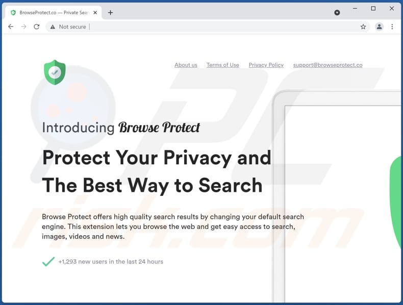 Website used to promote Chrome Protect — Smart Search browser hijacker