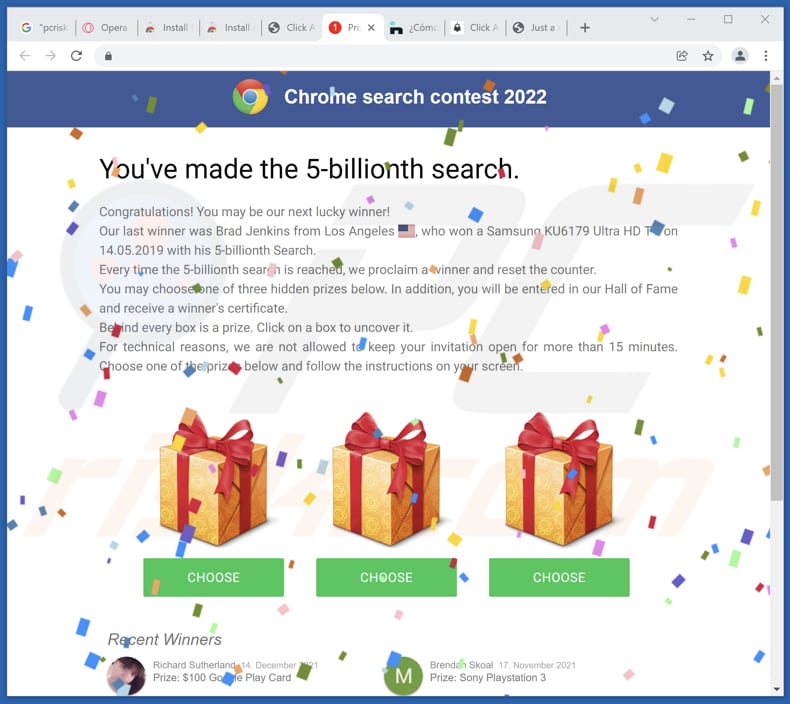 Chrome Search Contest 2022 scam scam