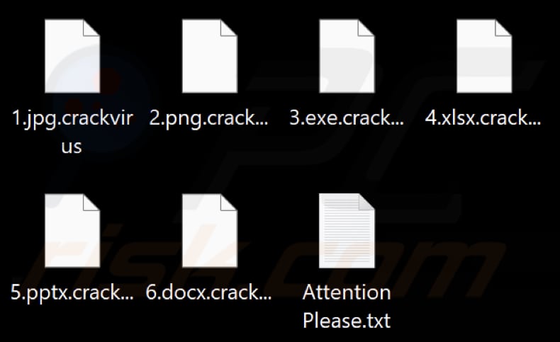 Files encrypted by Crackvirus ransomware (.crackvirus extension)
