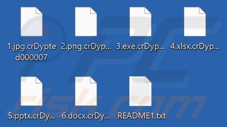 Files encrypted by crDypted ransomware (.crDypted000007 extension)