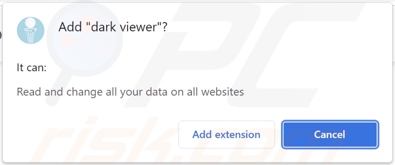 Dark Viewer adware asking data-related permissions