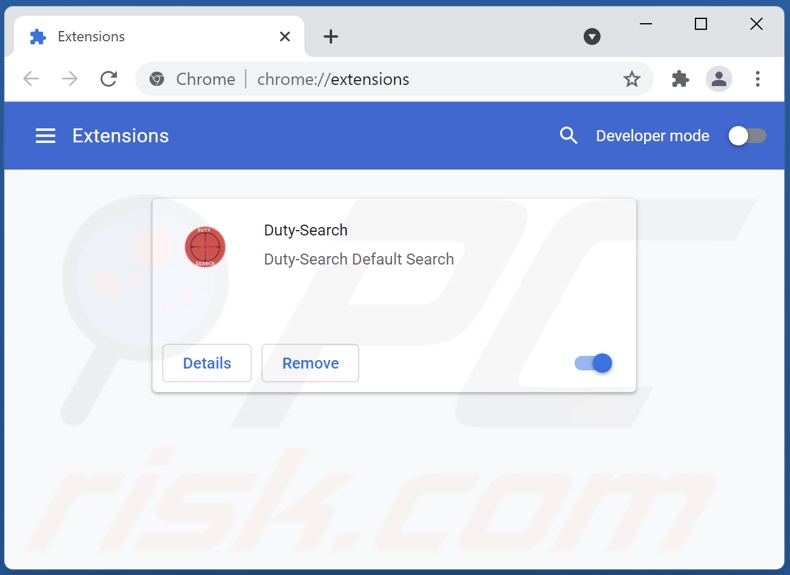Removing duty-search.xyz related Google Chrome extensions