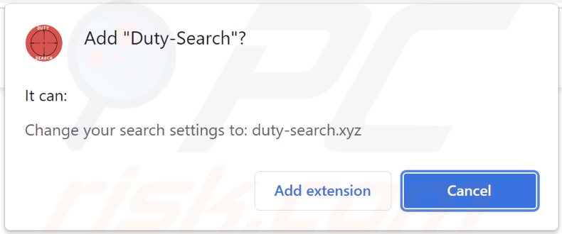 Duty-Search browser hijacker asking for permissions