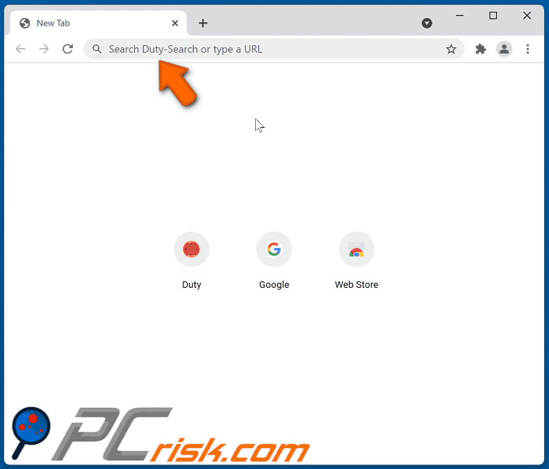 Duty-Search browser hijacker redirecting to Bing (GIF)