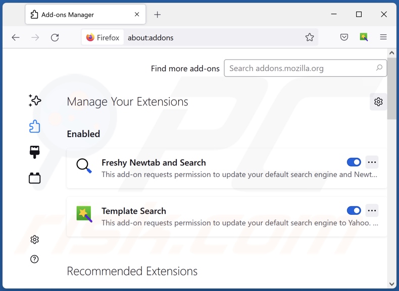 Removing easysearch.club related Mozilla Firefox extensions