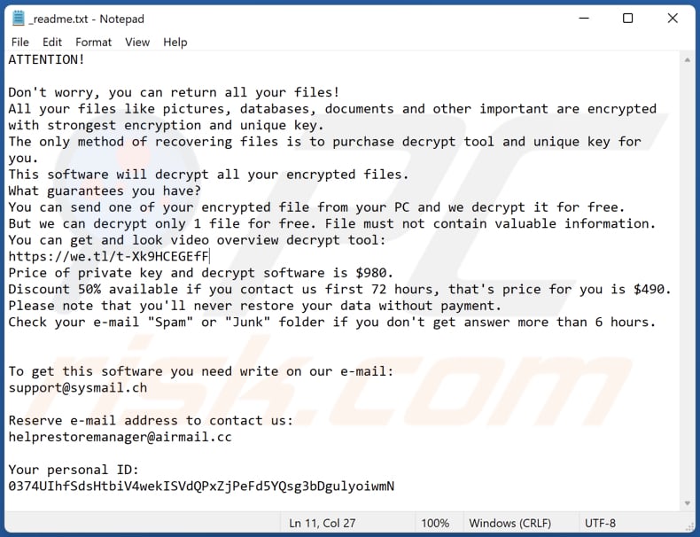 Fhkf ransomware text file (_readme.txt)