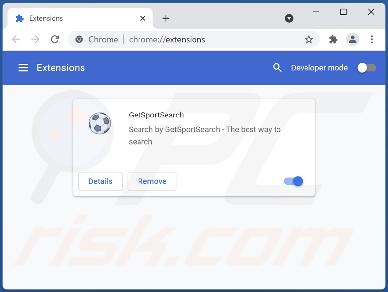 Removing getsportsearch.com related Google Chrome extensions