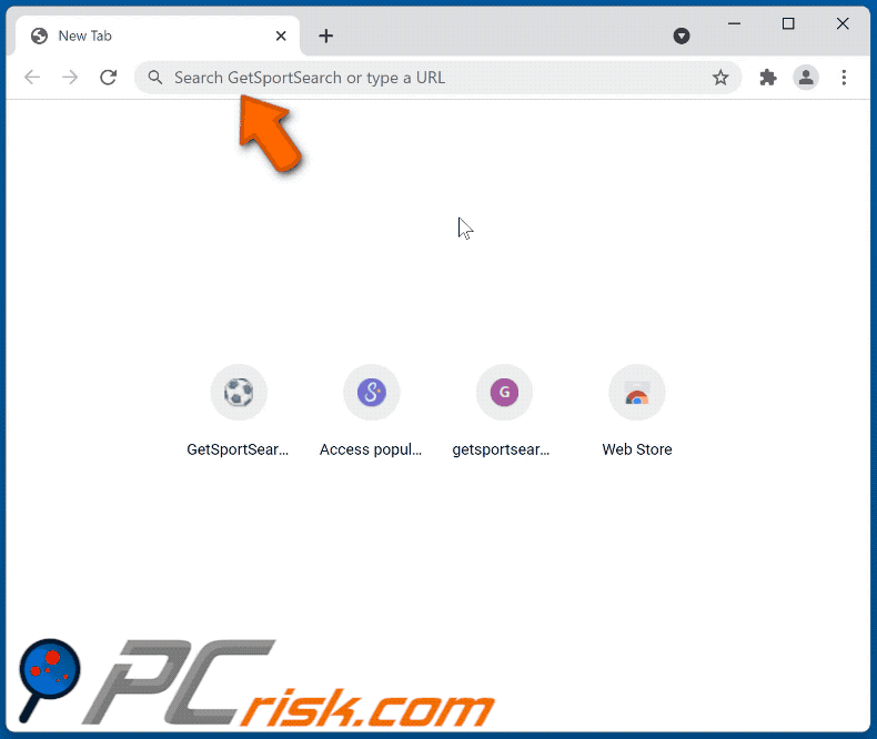GetSportSearch browser hijacker redirecting to Bing (GIF)