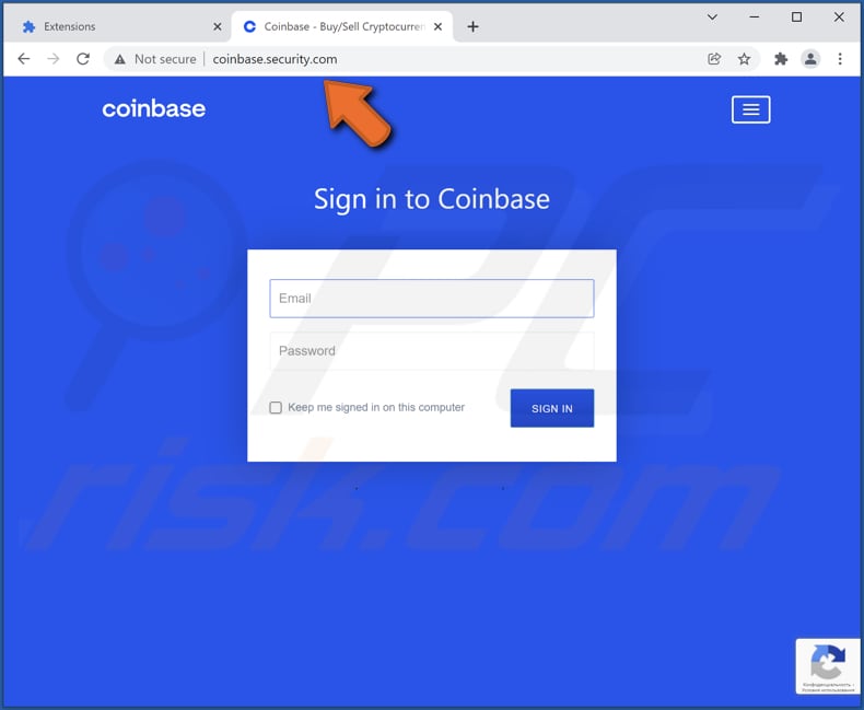 google app scam fake coinbase page
