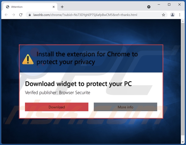 Install the extension for Chrome to protect your privacy scam