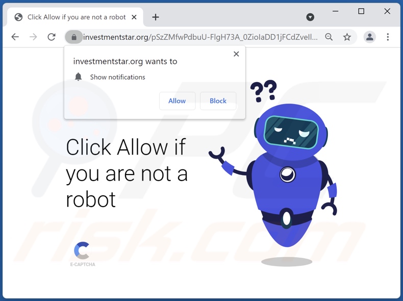 investmentstar[.]org pop-up redirects