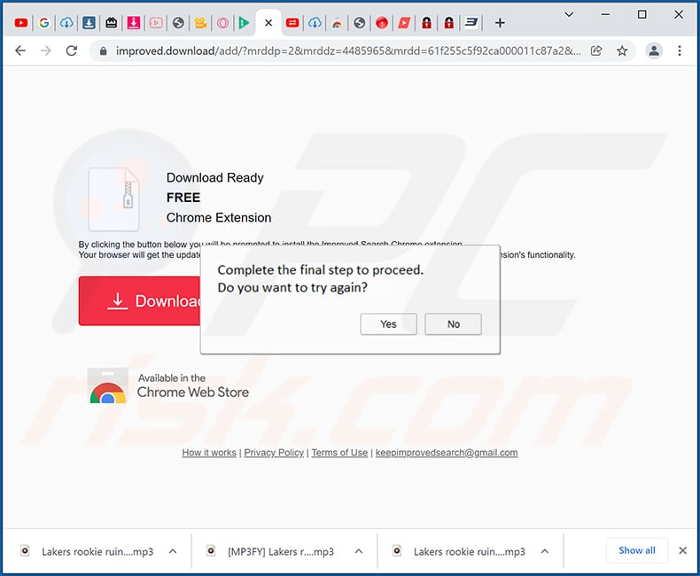 Keep Fast Search browser hijacker-promoting deceptive website