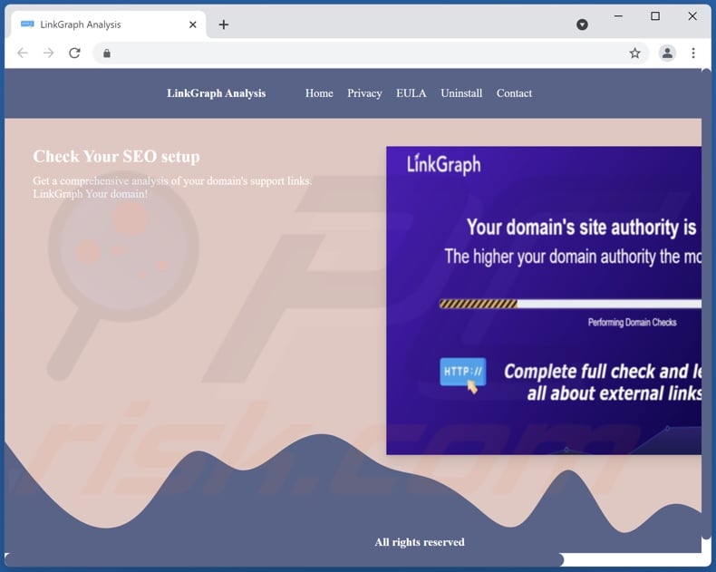 LinkGraph Analysis adware promoting website