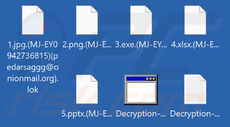 Files encrypted by Lok ransomware (.lok extension)