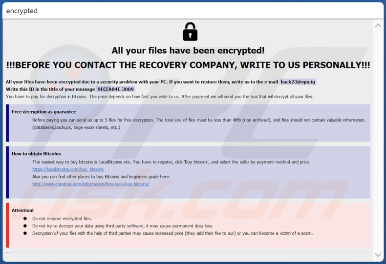 Makop (Phobos) ransomware pop-up window (info.hta)