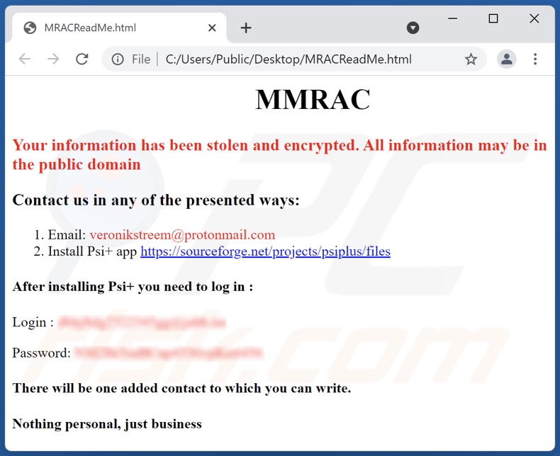 MMRAC decrypt instructions (MRACReadMe.html)