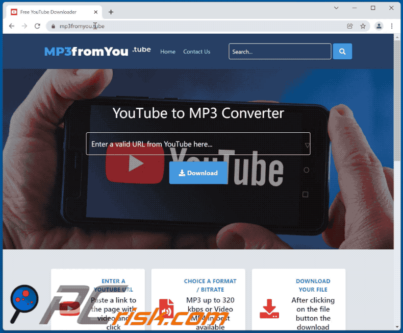mp3fromyou[.]tube website appearance (GIF)