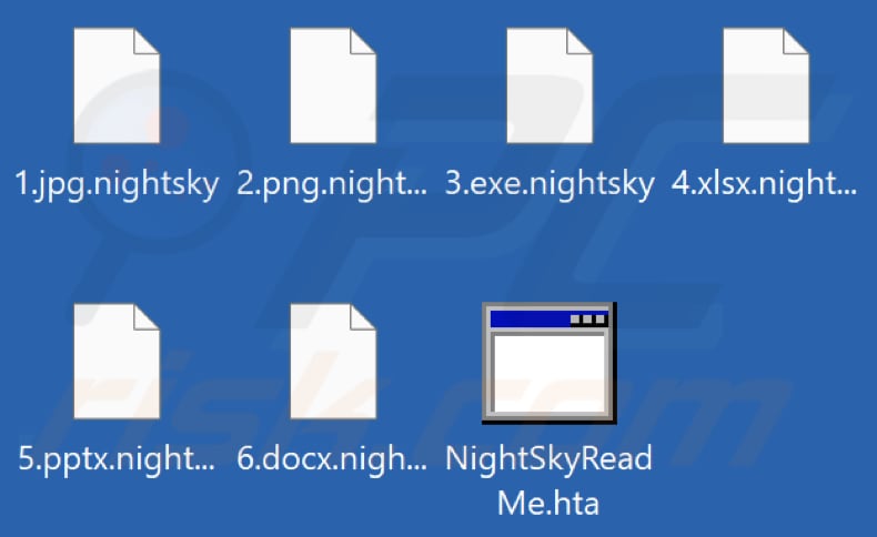 Files encrypted by Night Sky ransomware (.nightsky extension)