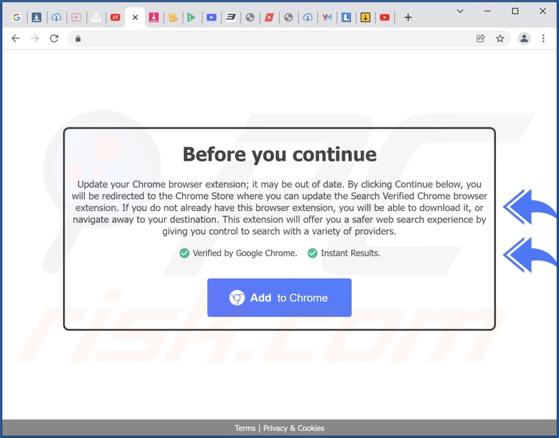 Nuhtab browser hijacker promoting deceptive site
