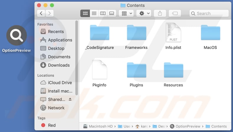 optionpreview adware contents folder