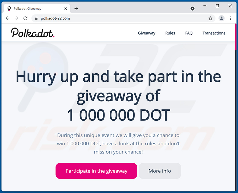 Polkadot giveaway scam website - polkadot-22.com