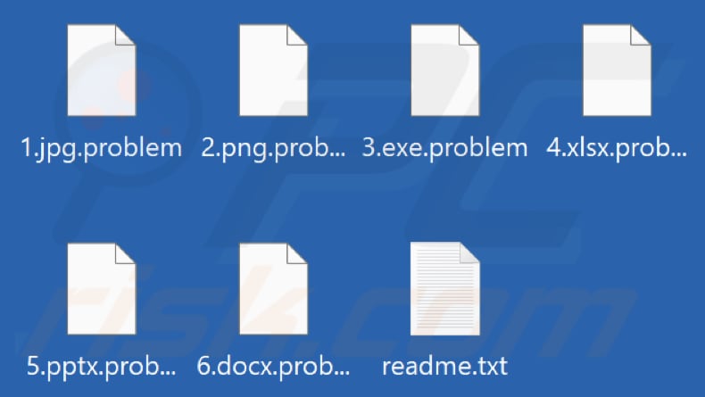 Files encrypted by Problem ransomware (.problem extension)