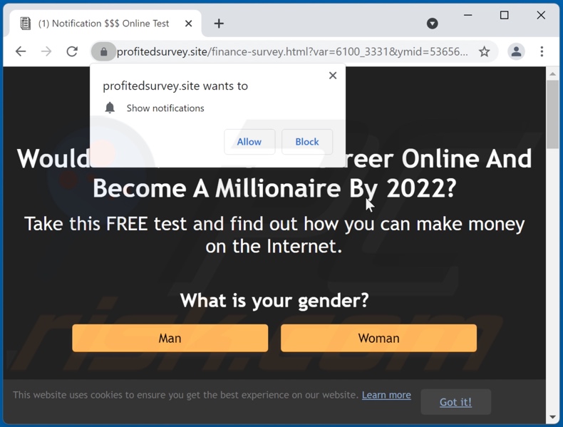 profitedsurvey[.]site pop-up redirects
