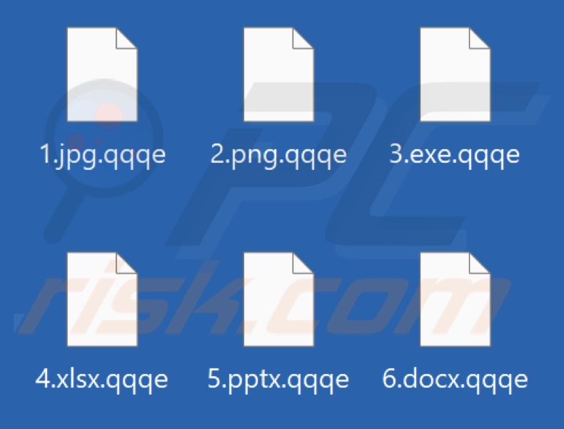 Files encrypted by Qqqe ransomware (.qqqe extension)