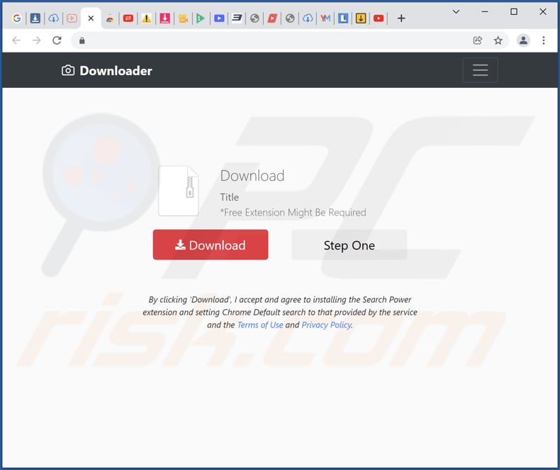 search-power browser hijacker deceptive download page