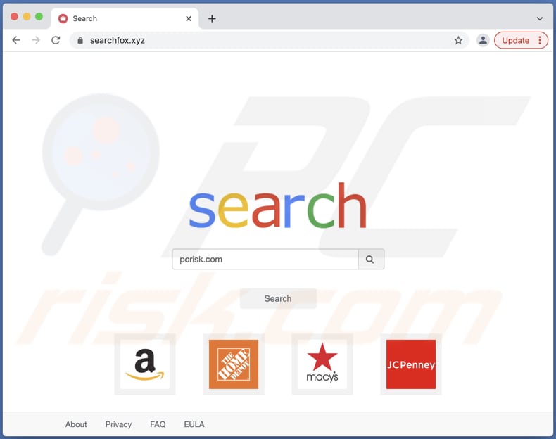 searchfox.xyz browser hijacker on a Mac computer