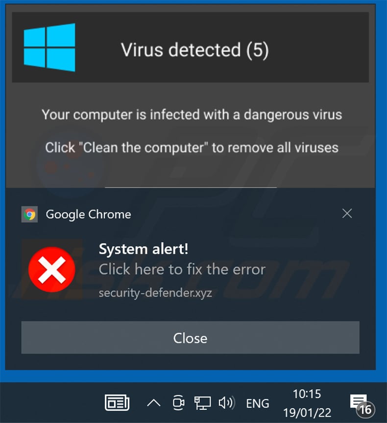security-defender[.]xyz pop-up notification